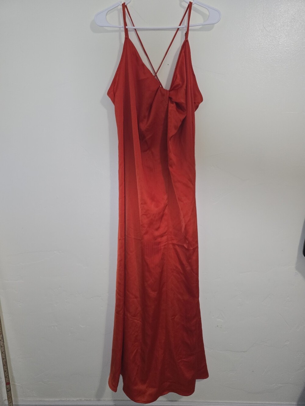 Banana Republic Twist Front Maxi Slip Dress Satin Red Size XXL Open Back